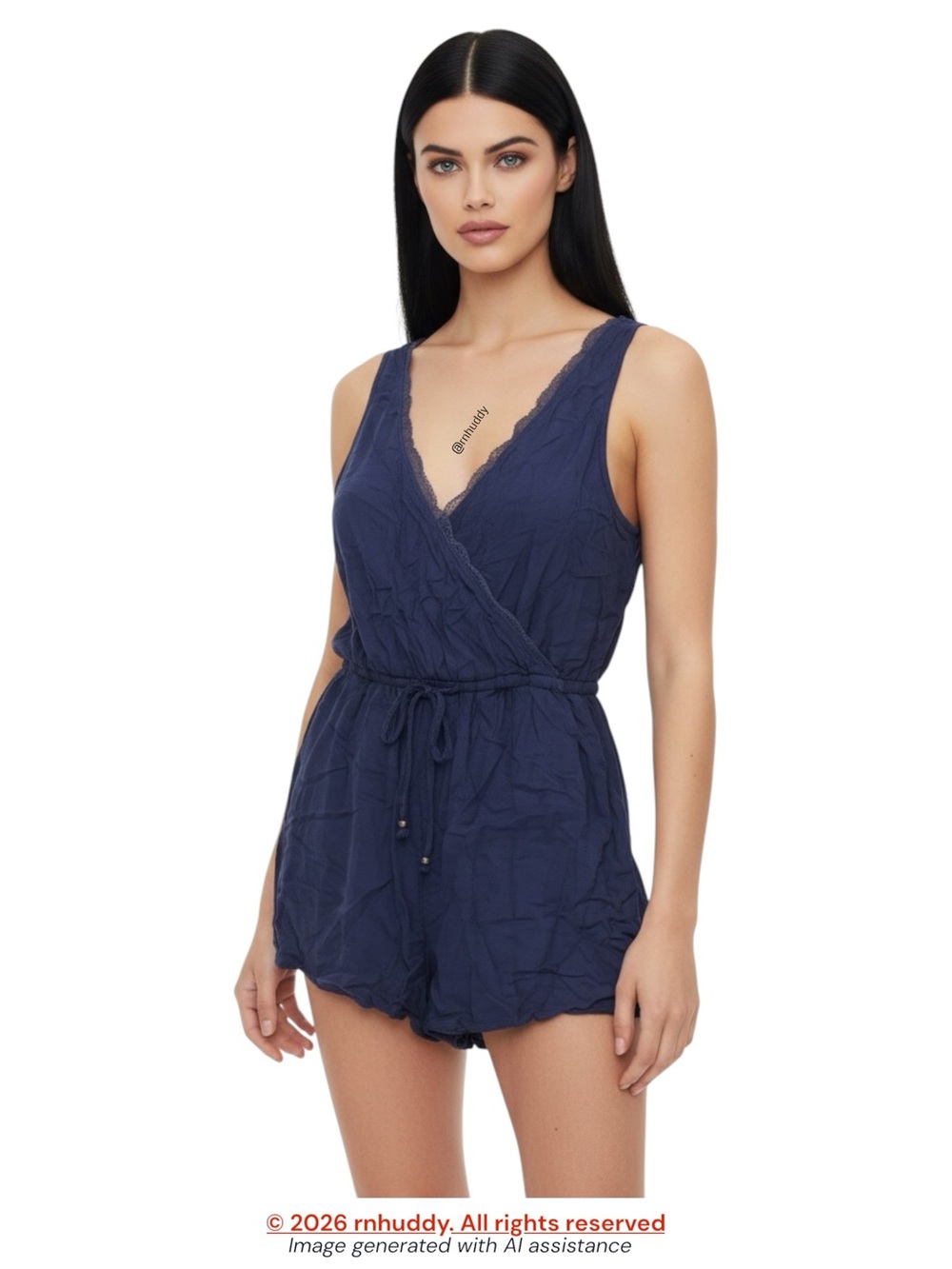 O’Neill L purple shade surplice lace trim romper